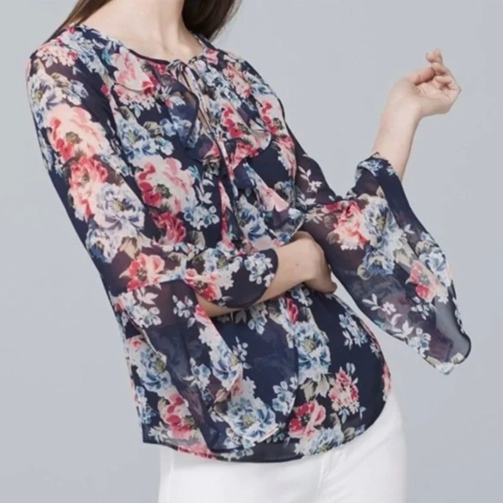 NEW! WHBM Flowery Frilly Blouse
